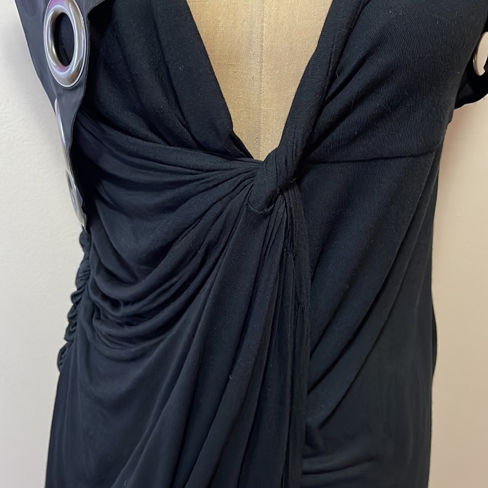 Givenchy Black Draped Jersey Grommet Blouse - Picture 5 of 14